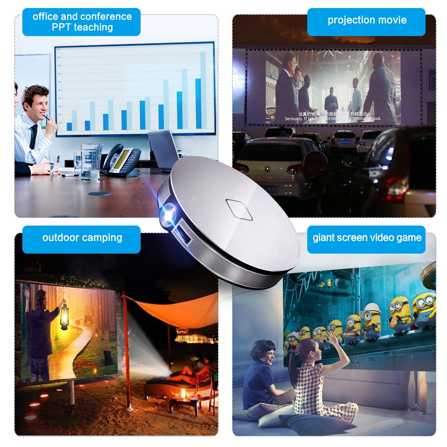 Android Mini Portable Projector D8S 3500lumens HD 4K Video Smart Home Theater DLP Android 6.1 Projector 