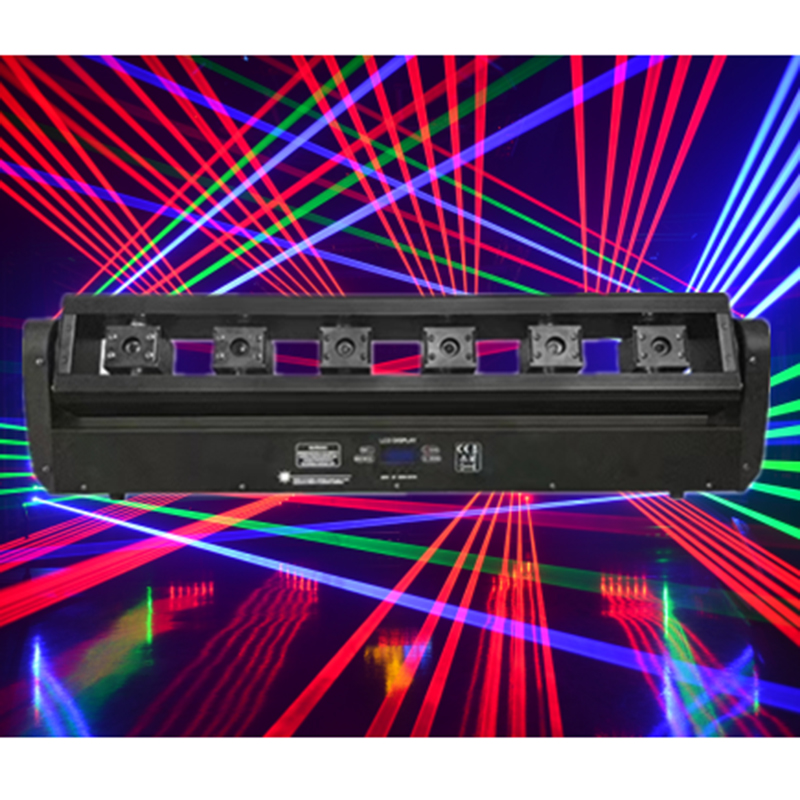 Full color RGB tricolor laser moving head light 6 eyes 6w moving head laser bar light for dj disco big show
