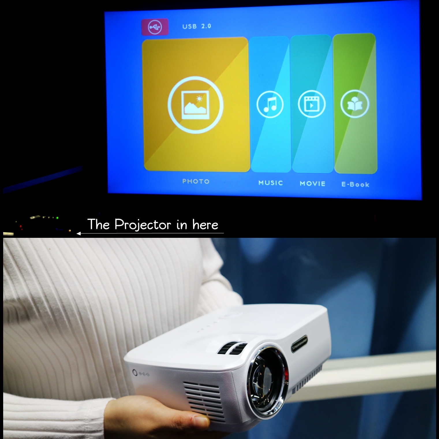 Mini Portable Video LED Projector 1080P for Outdoor Indoor Home Cinema Theater/Game/DVD/PC/Laptop Show 