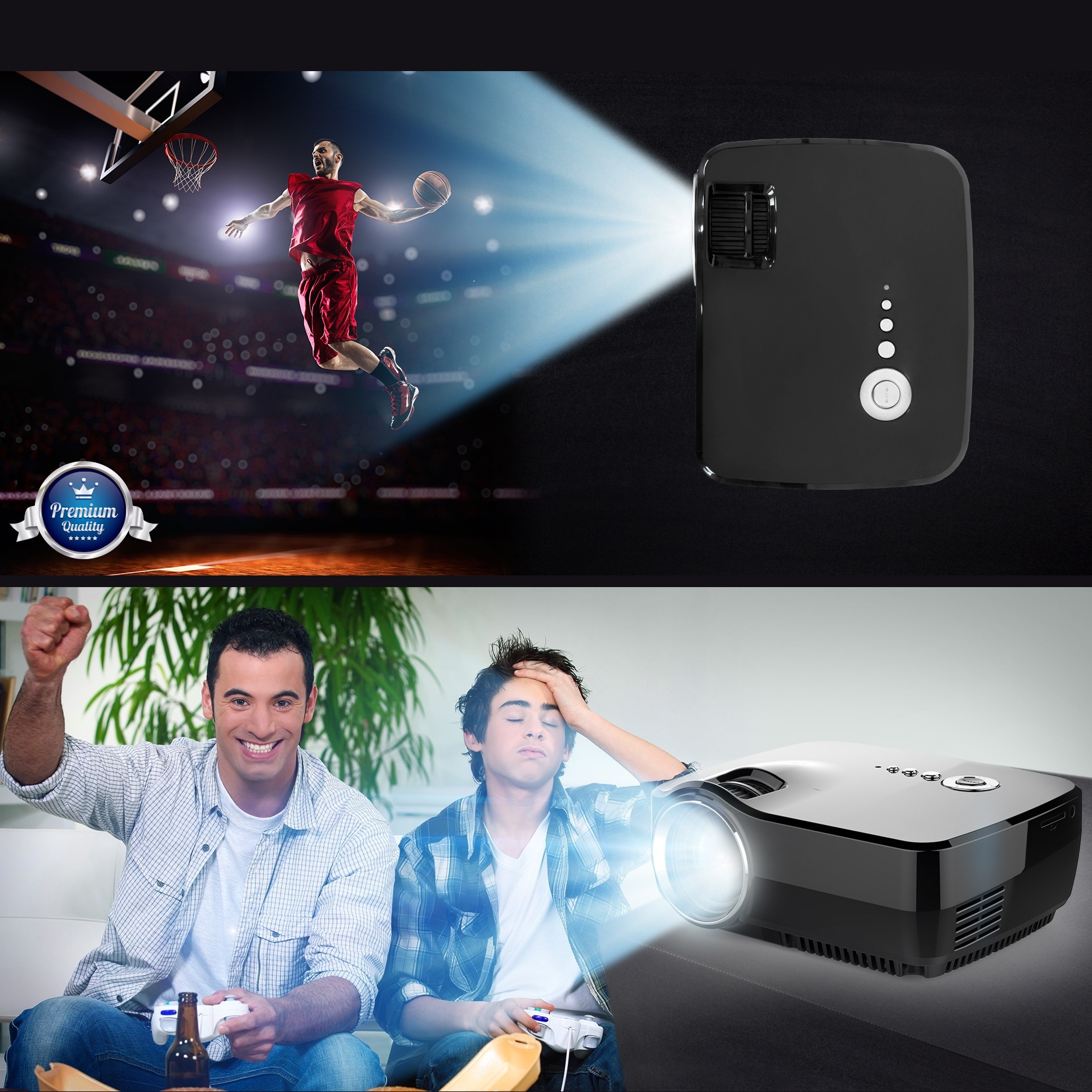  GP70 1200LM 800*480 Home Theater Projector with Remote Control, 4.0 inch Single LCD Panel Display 