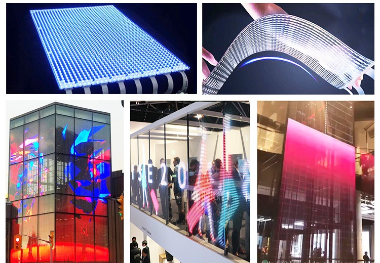 Led transparent ultra-soft and light adhesive film display