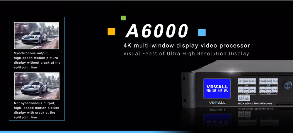 VDWall A6000 4K HDMI Input & 8 DVI Output HD Multi-window Video Processor