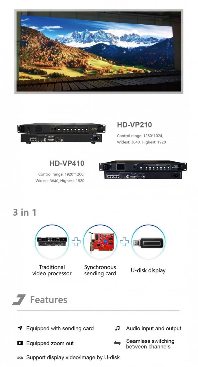 HUIDU HD-VP210 VP410 3 In 1 LED Screen Wall Video Processor